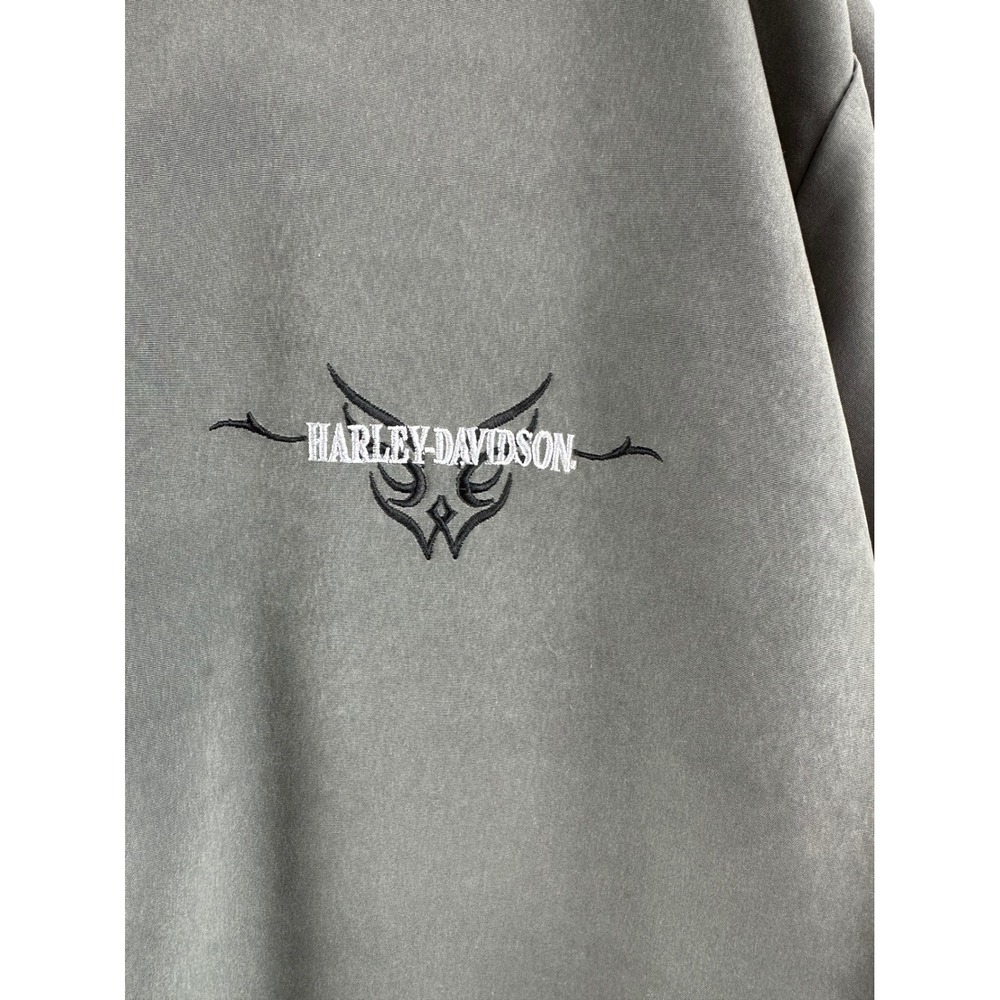 Harley Davidson 2004 Gray Dagger Big Back Print Button Front T Shirt LARGE - Picture 2 of 10